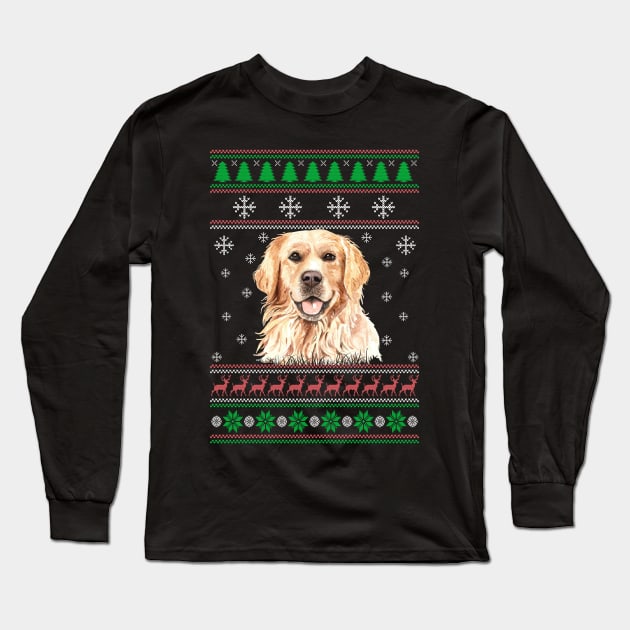 Cute Golden Retriever Dog Lover Ugly Christmas Sweater For Women And Men Funny Gifts Long Sleeve T-Shirt by uglygiftideas